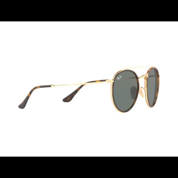 Gold Rounded Ray-Ban Sunglasses - Picture 3 of 6